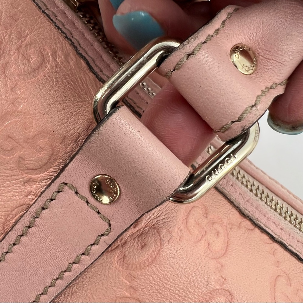 GUCCI GG Small Joy Boston Bag Guccissima Leather Powder/Baby Pink Authentic - Picture 4 of 17